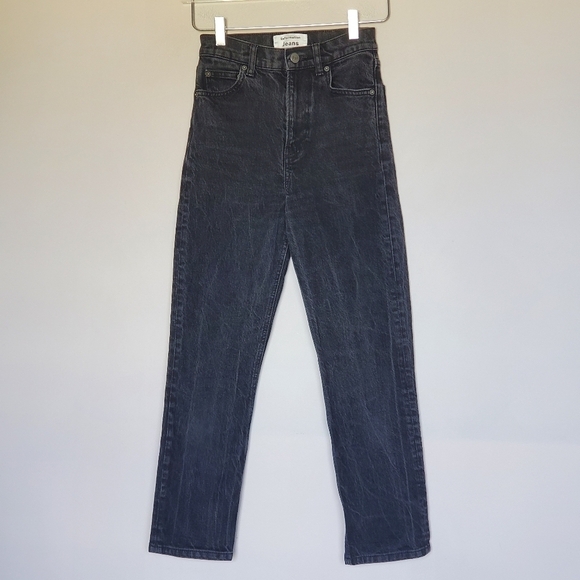 Reformation High Rise Slim Straight Leg Faded Black Organic Cotton Jeans 24 - Picture 13 of 13